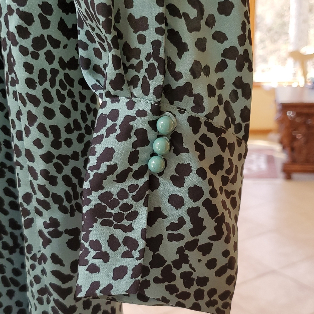 Equipment Green and Black Long Sleeve Dress - Picture 4 of 5